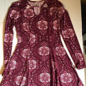 MUdd Wine and white mini dress S